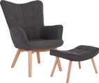 byLIVING Sitzgruppe »Adam«, (Set, 2 tlg., Sessel mit Hocker), mit Knopfsteppung, wahlweise mit Hocker