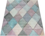 Paco Home Teppich »Lara 238«, rechteckig, 18 mm Höhe, Kurzflor, buntes Rauten Muster, Pastell-Farben, handgefertigter Konturenschnitt, ideal in Wohnzimmer & Schlafzimmer