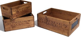 Franz Müller Flechtwaren Holzkiste »Vintage«, (Set, 3 St.), mit Schriftzug