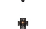 Hängelampe Soga, Stecker, schwarz, Jute, Ø 40 cm