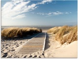 Artland Glasbild »Nordseestrand auf Langeoog - Steg«