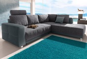Places of Style Ecksofa, mit Bettfunktion, Bettkasten und Federkern, wahlweise mit 1 oder 3 Kopfstützen, Ottomane links oder rechts montierbar