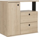 CONFORAMA, Kommode 1Schublade 2 Schubladem DUPLEX Kastanie, Schwarz Spanplatte