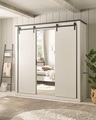 HOME AFFAIRE, Home affaire Kleiderschrank »SHERWOOD«, Schiebetüren mit Scheunentorbeschlag aus Metall, Breite 201cm