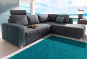 Places of Style Ecksofa, mit Bettfunktion, Bettkasten und Federkern, wahlweise mit 1 oder 3 Kopfstützen, Ottomane links oder rechts montierbar