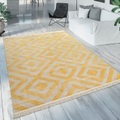 Paco Home Teppich »Poco 821«, rechteckig, 7 mm Höhe, Kurzflor, Rauten Design, mit Fransen, In- und Outdoor geeignet, ideal im Wohnzimmer & Schlafzimmer