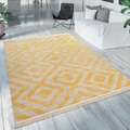 Paco Home Teppich »Poco 821«, rechteckig, 7 mm Höhe, Kurzflor, Rauten Design, mit Fransen, In- und Outdoor geeignet, ideal im Wohnzimmer & Schlafzimmer