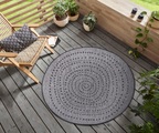 NORTHRUGS Teppich »Bali«, rund, 5 mm Höhe, In-und Outdoor geeignet, Wohnzimmer, Balkon, Terrasse, Garten, Robust, Pflegeleicht, Flachgewebe, Wendbar