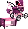 bayer Design Puppenwagen Trendy, Pflaume, Set mit Bett