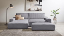 Home affaire Polsterecke »NEU: SHERWOOD XXL tief, L-Form mit Schlaffunktion, Big-Sofa mit Hocker« stellbar zum Schlafsofa (Krokodilverbinder), Cord, Leinenoptik