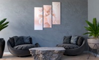 Conni Oberkircher´s Bild mit Uhr »Romantischer Traum«, Hochzeit, romantisch, modern, abstrakt, Luxus, pastell, Design, Blätter, Geschenk, Deko, einrichten