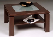 PRO Line Couchtisch, aus Holz, Platte mit Glaseinlage, mit Ablageboden, quadratisch