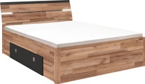 Bett «Paul», LED, 2 Schubladen, 160 x 200, Dekor eiche/schwarz