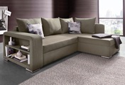 COLLECTION AB Ecksofa, mit Bettfunktion, Bettkasten und Regalarmteil, Ottomane links oder rechts montierbar, wahlweise mit Federkern, frei im Raum stellbar