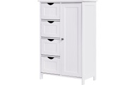 Vasagle - SONGMICS Kommode Sideboard Badschrank Beistellschrank Kommode mit 4 Schubladen u. 1 Schrank-Abteil aus Holz weiß 55 x 81 x 30 cm (B x H x T) LHC41W