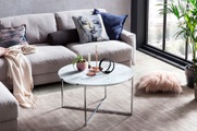 mutoni casual, Couchtisch Marmor weiss chrom rund 80x80