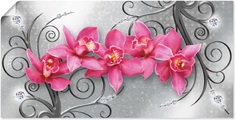 Artland Wandbild »rosa Orchideen auf Ornamenten«, Blumenbilder, (1 St.), in vielen Grössen & Produktarten - Alubild / Outdoorbild für den Aussenbereich, Leinwandbild, Poster, Wandaufkleber / Wandtattoo auch für Badezimmer geeignet
