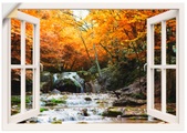 Artland Wandbild »Fensterblick - Herbstlicher Wasserfall«
