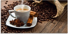 Artland Glasbild »Kaffeetasse Leinensack mit Kaffeebohnen«