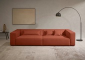 LeGer Home by Lena Gercke 3-Sitzer »PIARA XXL, Sofa mit Kedernaht in Cord, Leinenoptik o. Strukturstoff« schwarze Füsse, bequemer Sitzkomfort, extra tiefe Sitzfläche