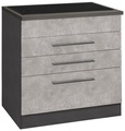 HELD MÖBEL, HELD MÖBEL Kochfeldumbauschrank »Tulsa«, 80 cm breit, 2 Schubladen, 1 grosser Auszug, schwarzer Metallgriff, hochwertige MDF Front, geeignet für autarkes Kochfeld