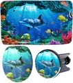 Sanilo Badaccessoires-Sets »Delphin Korallen«, (Komplett-Set, 3 tlg.), bestehend aus WC-Sitz, Badteppich und Waschbeckenstöpsel