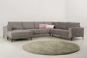 Places of Style Wohnlandschaft »XXL Sofa Oland, Struktur, Flachgewebe, Luxus-Microfaser, Boucle«, U-Form, 342 cm, Wellenunterfederung, Skandi-Design, Metallfüsse