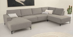 Home affaire Wohnlandschaft »Tournon U-Form, XXL Sofa, Breite 333 cm, Webstoff, Chenille«, Designsofa im nordischen Stil, Wellenunterfederung, Metallfüsse