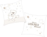 Baby Best, Baby Best Dekokissen »Kleiner Lieblingsmensch«, (1 St.), mit niedlichem Teddy-Motiv und liebevollem Schriftzug