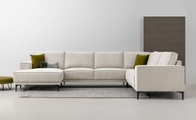 Places of Style Wohnlandschaft »XXL Sofa Oland, Struktur, Flachgewebe, Luxus-Microfaser, Boucle«, U-Form, 342 cm, Wellenunterfederung, Skandi-Design, Metallfüsse