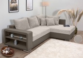 COLLECTION AB Ecksofa »L-Form« Regalarmlehne mit LED RGB Beleuchtung,Bettfunktion und Bettkasten
