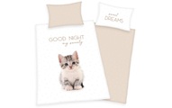 XXXLutz, XXXLutz Jugendbettwäsche , 44592/41.064 Katze , Braun, weiss , Textil , 23x5 cm , Renforcé , pflegeleicht, atmungsaktiv, hautfreundlich, saugfähig, bügelleicht, schadstoffgeprüft , 003463042301