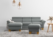 Home affaire Ecksofa, wahlweise mit Bett mit klappbaren Rollen, Kasten und Kopfverstellung
