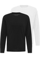 Twin Pack Crew Langarm T-shirt Herren Schwarz L
