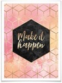 Wall-Art Poster »Make it Happen Gold«, Schriftzug, (1 St.)