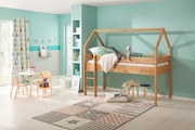 LÜTTENHÜTT, Lüttenhütt Kinderbett »Alpi«, aus massivem Kiefernholz, in einer Haus-Optik Form, Liegefläche 90x200 cm