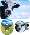 Sanilo, Sanilo Badaccessoires-Sets »Kuh«, (Komplett-Set, 3 tlg.), bestehend aus WC-Sitz, Badteppich und Waschbeckenstöpsel