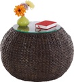 HOME AFFAIRE, Home affaire Beistelltisch »Cedarville«, aus geflochtenem Wasserhyazinthengeflecht, mit einer Glastischplatte, Durchmesser 60 cm