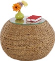 HOME AFFAIRE, Home affaire Beistelltisch »Cedarville«, aus geflochtenem Wasserhyazinthengeflecht, mit einer Glastischplatte, Durchmesser 60 cm