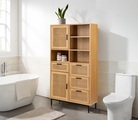 COUCH??, COUCH? Hochschrank »Feines Geflecht«, Rattan Einsatz, viel Stauraum, 4 Schubladen, 2 Türen, 8 Fächer