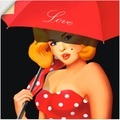 Artland Wandbild »Pin-Up Girl unter rotem Regenschirm«