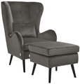 Guido Maria Kretschmer Home&Living Sessel »Salla«, wahlweise mit oder ohne Hocker, grosser Sessel: Masse B/T/H: 78/94/118 cm, Bezug auch in Luxus-Microfaser in Teddyfelloptik