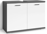 byLIVING Waschbeckenunterschrank »Nebraska«, Breite 80 cm, Badezimmerschrank mit Metallgriffen, MDF-Fronten in Hochglanz-Optik und Ausschnitt für Abwasserleitung
