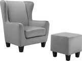 Home affaire Sessel »Chilly«, (Set, 2 St., bestehend aus Sessel und Hocker), mit bequemer Federkern-Polsterung, in drei unterschiedlichen Bezugsqualitäten erhältlich, Sitzhöhe 44 cm