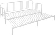GOODproduct Metallbett »Trento Bett Bettgestell Bestseller Doppelbett Ausziehbett« Bestseller Gästebett Sofabett Schlafzimmer, Daybett mit Ausziefunktion im Landhausdesign weiss