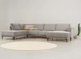 Places of Style Wohnlandschaft »XXL Sofa Oland, Struktur, Flachgewebe, Luxus-Microfaser, Boucle«, U-Form, 345 cm, Wellenunterfederung, Skandi-Design, Metallfüsse