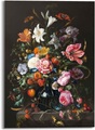 Reinders! Glasbild »Glasbild Stilleben mit Blumen Mauritshuis - Alte Meister - Berühmte Gemälde - Schmetterling«, Blumen, (1 St.)