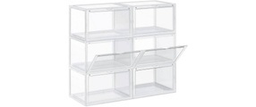 Songmics - Schuhboxen, 6er Set, stapelbare Schuhorganizer für Schuhe bis Grösse 46, 36 x 28 x 22 cm, transparent LSP06CW