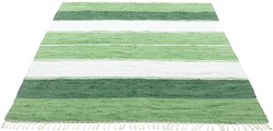THEKO Teppich »Stripe Cotton«, rechteckig, 5 mm Höhe, Flachgewebe, reine Baumwolle, handgewebt, mit Fransen, Wohnzimmer