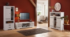 Home affaire Highboard »Loki«, aus massivem Kiefernholz, mit zwei verstellbaren Glasböden, Breite 120 cm